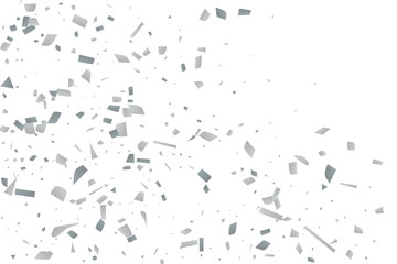 Silver glitter confetti on a white background. Decorative element.