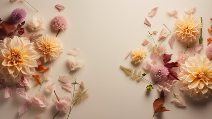 Obraz na płótnie Canvas Flowers On A Cream Colored Background