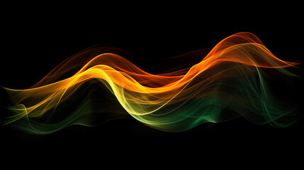 An image of an abstract neon wave shape with vibrant yellow and orange colors on a clean black background.