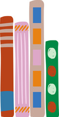 Book shelf  in Library Hand drawn illustration ;;