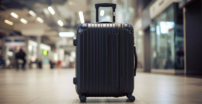 Black suitcase, airport luggage - AI generated image