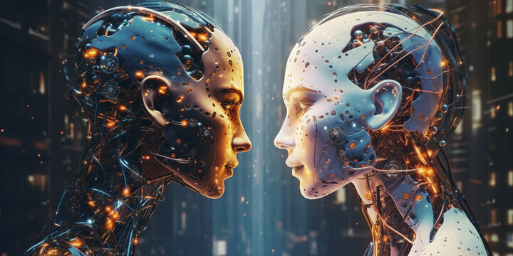 K&uuml;nstliche Intelligenz mit Mensch und Maschine integriert, ai generativ