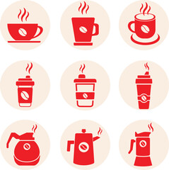 set of icons coffe. Coffee icon set isolated on white background.vector illustration