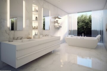 Obraz na płótnie Canvas Modern bathroom, modern architecture concept, digital illustration. Generative AI