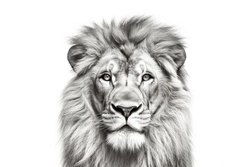 Wild lion on white background, wildlife concept. Generative AI