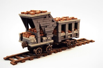 Mining cart on white background, mining concept, digital illustration. Generative AI