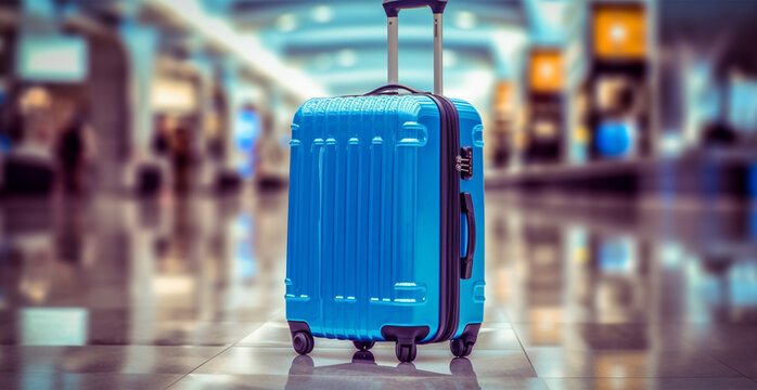 Blue suitcase, airport luggage - AI generated image