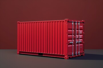 Red container, concept of logistics and delivery, background. Generative AI