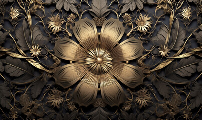 gold and dark background  with ornament generative AI