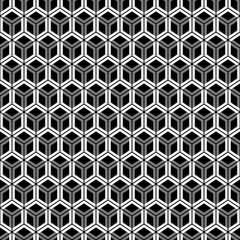 Repeated color polygons tessellation on white background. Seamless surface pattern design with regular hexagons. Hexagonal grid motif. Honeycomb wallpaper. Digital paper for web designing. Vector art.