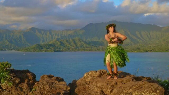 Epic Hula Dancer On Island Peak