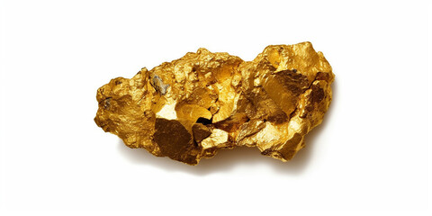 Obraz premium Gold Nugget auf weißen Hintergrund Nahaufnahme, ai generativ