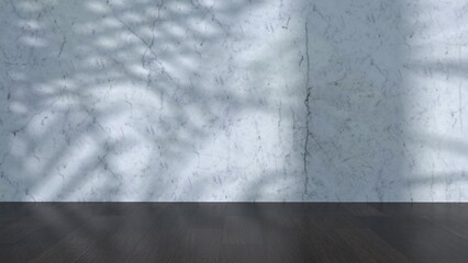 Blank texture white wallpaper wall with leaf shadow for luxury product display, interior design decoration background 3D rendering