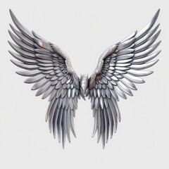 Obraz premium metal Angel Wings Mockup,isolated on white background,Generative AI.