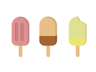 Ice cream isolated on white background. Colorful ice cream, ice pop. Summer illustration.