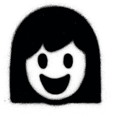 graffiti happy girl icon sprayed in black over white