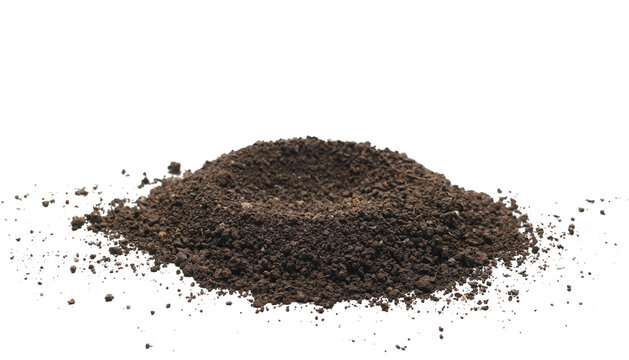 Pile dirt, soil isolated on white, clipping path