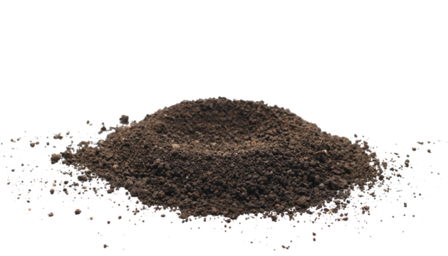 Pile dirt, soil isolated on white, clipping path