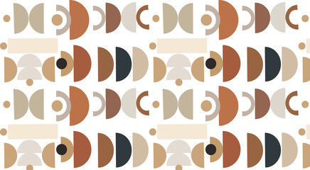 Fototapeta premium Abstract minimal boho elements. Mid century vector set for your. Aesthetic contemporary geometric shapes in earth ceramic tone. Design for your wall art, design, decoration, wallpaper