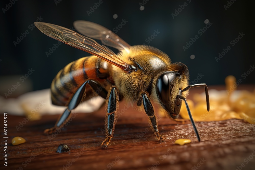 Poster bee close-up. generated by ai.