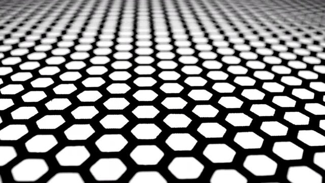 Black and white hexagonal honeycomb background. Abstract hexagon geometry background. Useful as abstract background.