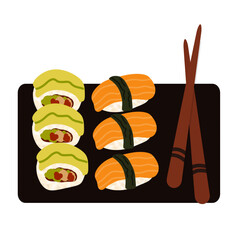 Cute sushi illustration.japanese food. Asian food