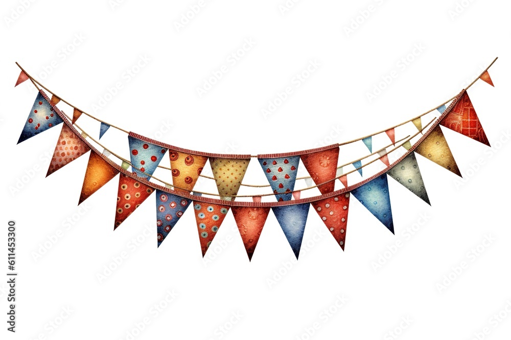 Poster holiday flags isolated on white background. generated by ai.