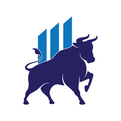 Financial bull logo design. Trade Bull Chart, finance logo. Economy finance chart bar business productivity logo icon.
