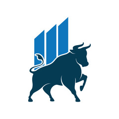 Financial bull logo design. Trade Bull Chart, finance logo. Economy finance chart bar business productivity logo icon.