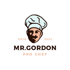 Vintage Retro Chef man logo design vector