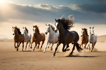 Fototapeta na wymiar horses on the beach