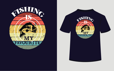 Retro vintage t shirt design,Fishing is my favourite.