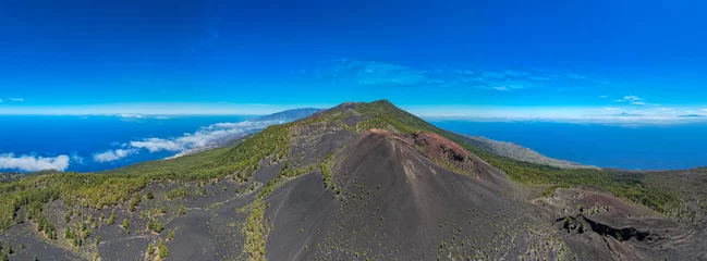 Papier Peint photo autocollant les îles Canaries Aerial view of Volcanic craters in La Palma – Cumbre Vieja volcano route - Canary Islands