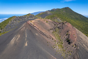 Aerial view of Volcanic craters in La Palma – Cumbre Vieja volcano route - Canary Islands