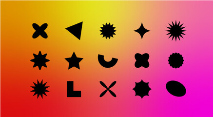 collection of Y2k elements. geometric gradient brutalism vector set. set of geometric shaped vectors. contemporary design.
