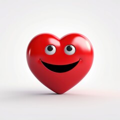 A heart smiling very minimal white background. Generative AI
