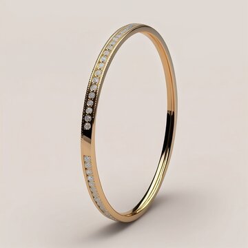 3d Render Modern 18k gold bangle with a modern design