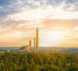 Obraz premium energy power plant at the sunset
