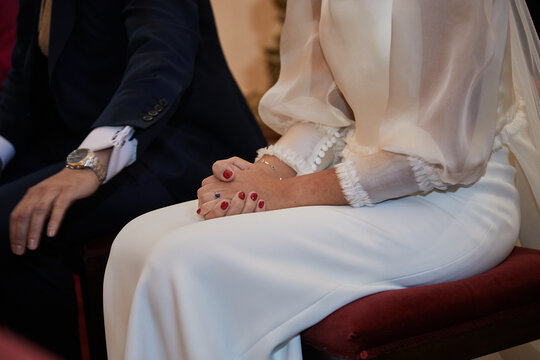anillos, mano, desposar, novio, hombre, boda, ceremonia, ella