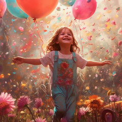 child with balloons