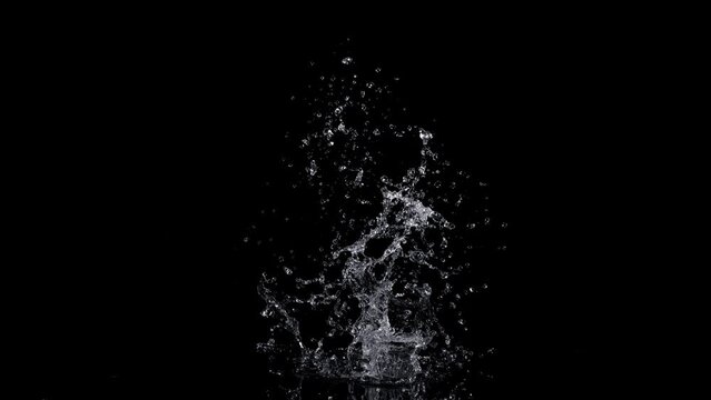 Super Slow Motion Shot of Real Water Splash Explosion from Isolated on Black at 1000fps.