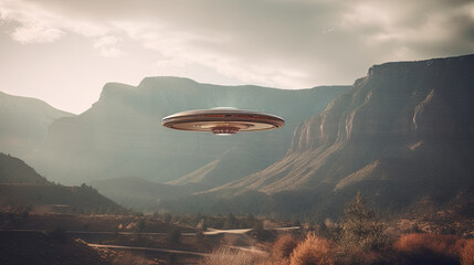 Fototapeta na wymiar Mysterious UFO Visiting Earth - Generative AI