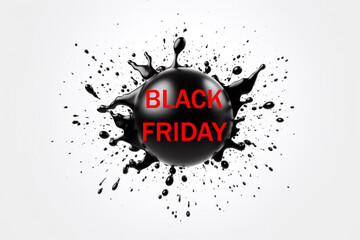 Black Friday text on a big black splash, Generative Ai