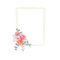Elegant pink watercolor invitation borders, frames, backgrounds