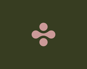Abstract balance harmony logo. Abstract yogi icon from rounded shapes. Guru logotype. Vector illustration. - obrazy, fototapety, plakaty