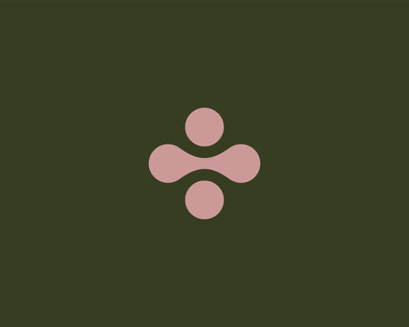 Abstract balance harmony logo. Abstract yogi icon from rounded shapes. Guru logotype. Vector illustration.