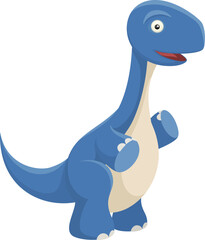 Vector illustration of a happy blue cartoon dinosaur standing on his back legs.
