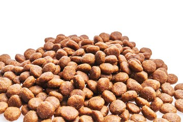  Delicious group of dog food balls over isolated white background
