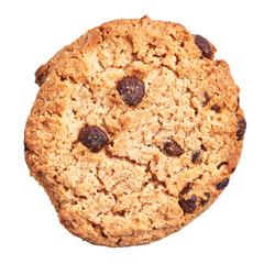  Delicious single chocolate cookie over isolated white background