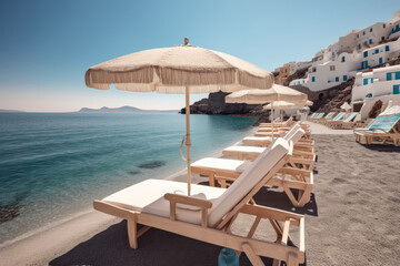 Fototapeta premium Sea View Beach Luxury Living - Santorini Island Style
